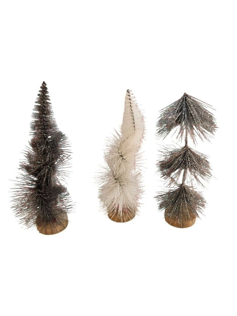 Glitter Bottle Brush Christmas Tree Set 3 Pcs 6 9 Inch